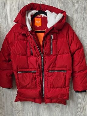 OROLAY Thickened Down Red Puffer Jacket with Hood Kids Size Small